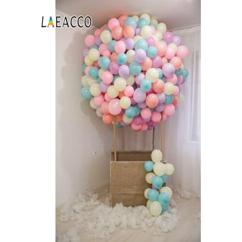 Laeacco Pink Balloons Birthday Party Cotton Baby Newborn Portrait Photo Backdrop Photographic Backgrounds Photocall Photo Studio