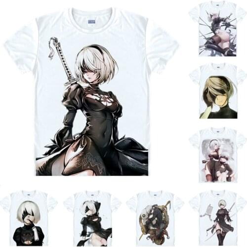 Coolprint Anime Shirt Nier Automata NieR T-Shirts Multi-style Short Sleeve Main Character 2B YoRHa 9S Cosplay Motivs Shirts