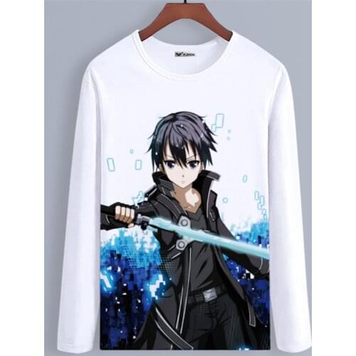 Sword Art Online Long Sleeve T-Shirt Spring Autumn Anime Kirigaya Kazuto Clothing Unisex Adults Child Polyester Cosplay tshirt