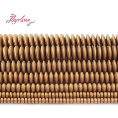 Natural Hematite Frost Gold Heishi 2x4/3x6/3x8mm Stone Beads Loose For Jewelry Making Women DIY Necklace Bracelet Strand 15"