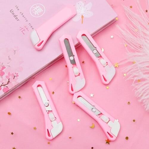 Mohamm Pink Mini Pocket Sized Craft Wrapping Box Paper Envelope Cutter Utility Knife Letter Opener Student Art Supplies