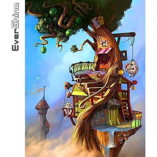 Evershine DIY Diamond Embroidery Tree Landscape Picture Rhinestone Cross Stitch Diamond Painting House Mosaic Kit Decor For Home