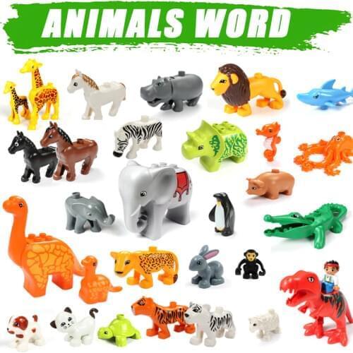 DIY Big Size Model Building Blocks Accessory children Compatible with Animals Panda Cow Giraffe Horse Bricks Xmas Gift