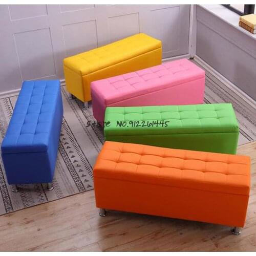 Clothing store rectangular sofa shoe changing stool multifunctional bed end storage cabinet dressing room fitting room stool lea