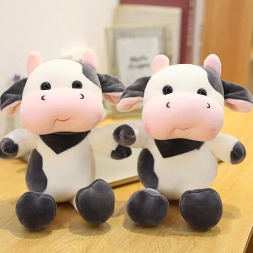30cm Kawaii Plush Cow Toys Stuffed Animals Soft Plushie Cattle with Scarf doll Toys for Girls Kids Birthday Gifts