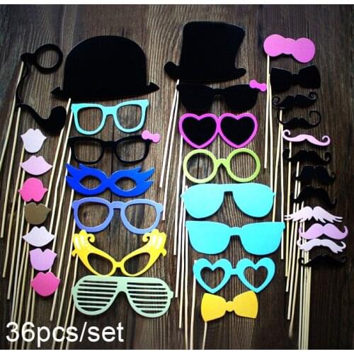 Photo Booth Prop Set - 36pieces on a stick - Birthdays, Weddings, Parties - Great Photobooth Props