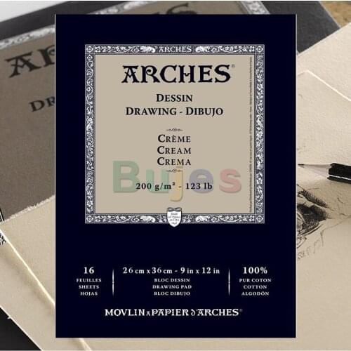 16 Pages Set,Imported Arches Sketch Paper Drawing Book, Professional Painting Thin, Single-sided Sealing Glue,Neutral, Acid Free
