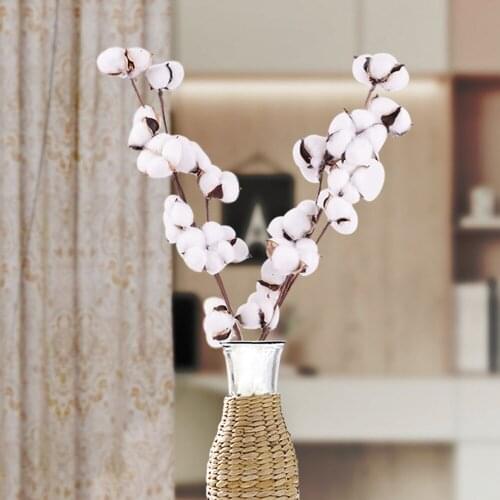 1PC Naturally Dried Cotton Flower Artificial Plants Floral Branch For Wedding Party Decoration Fake Flowers Home Decor