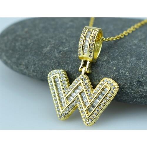 2020 New A-Z Bubble Letters Necklaces Pendant Chain for Men Women Square AAA Cubic Zircon Hip Hop Jewelry Gifts