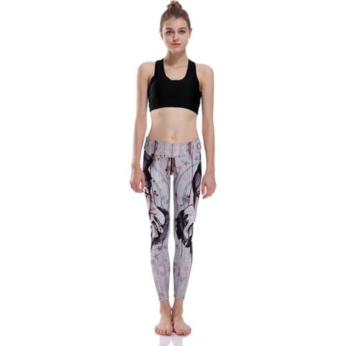 New Full Length Sports Yoga Pants Skull Pirate Printing Women Active Elastic Gym Running Leggings S To 3XL 8 Patterns