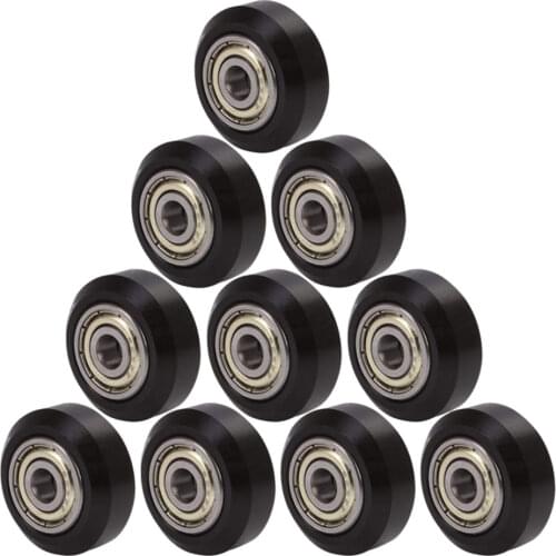 4pcs/set Plastic POM Wheel with 625zz Idler Pulley Gear Passive Round/V-Slot Pulley Wheel for Creality 10 / 10s /10 V2 Ender 3