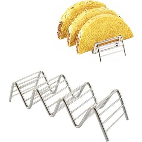 Stainless Steel Tacos Holder Stand - Large Taco Pie Tray Plates Holds Up to 4 or 5 Tacos Each, Mexican Food Rack Holder