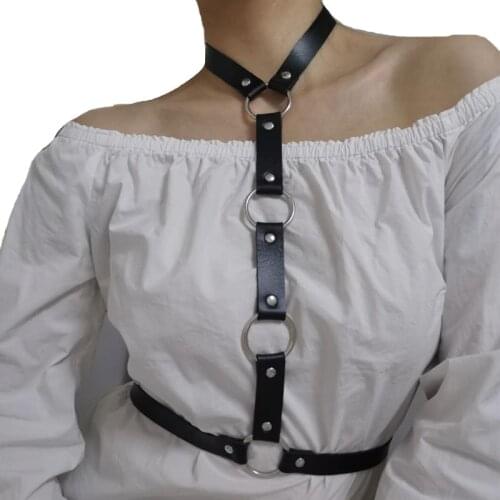 Body Belt Sexy Garters Leather Harness For Women Harajuku Straps Metal Ring Belts Suspenders Tops Adjust Punk Straps Black Red