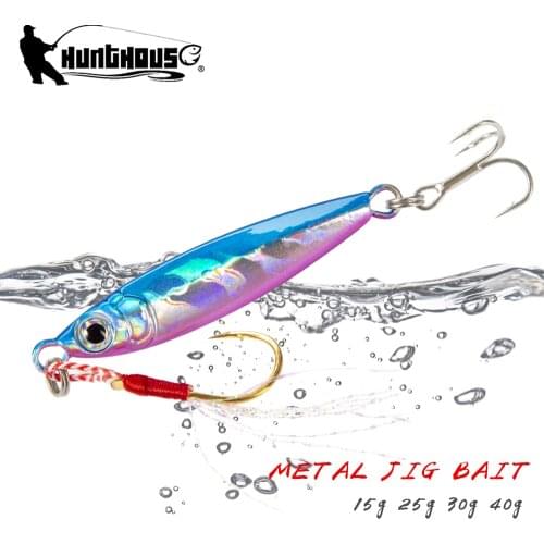 New Hunthouse fishing lure Metal cast Jig Spoon 15/25/30/45g Shore Casting Jigging Lead Fish Sea Bass Fishing Lures tackle trout