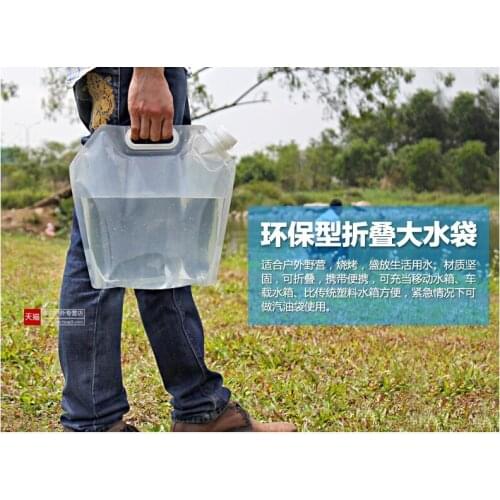 Camping supplies portable PE plastic material, collapsible water bags 5L tour carrier bucket portable