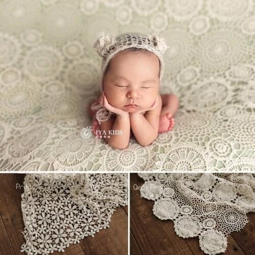 Newborn Props for Photograph Vintag Lace Cotton Background Blanket Studio Baby Shooting Mats Photo Accessories Basket Filler