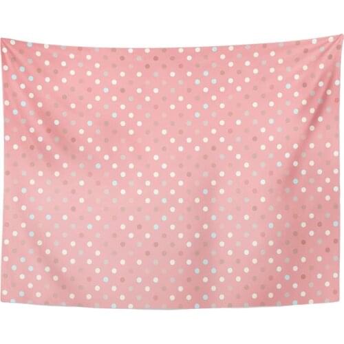 Pink Abstract Trendy Pattern Polka Dot Trend Pastel Baby Border Tapestry Home Decor Wall Hanging for Living Room Bedroom Dorm 60