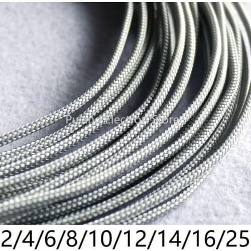 Grey PET Braided Wire Sleeve 3 4 6 8 10 12 14 16 25mm Tight High Density Insulated Cable Protect Expandable Sheath Single Color