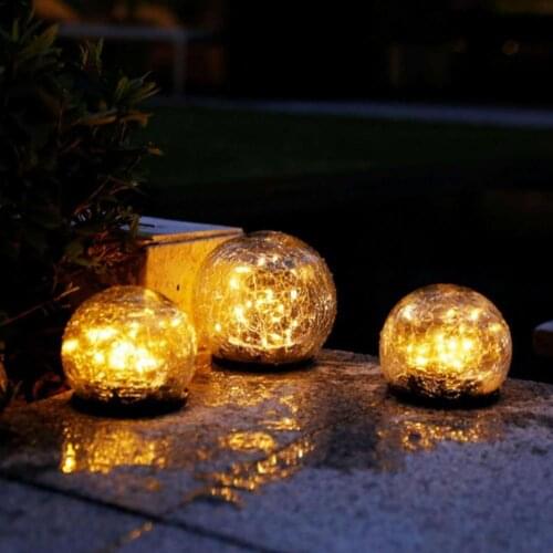 Cracked Glass Ball Led Solar Light For Garden Deco Outdoor Solar Courtyard Light Buried Light automatical Sensor Street Lights