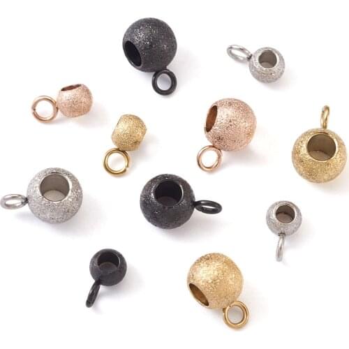 40pcs Vacuum Plating Stainless Steel Hanger Links Textured Rondelle Bail Beads Mixed Color For DIY Jewelry Making Accessories