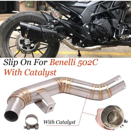 For Benelli 502c Slip On Motorcycle Exhaust Modified Stainless Steel Middle Link Pipe With Catalyst Pipe