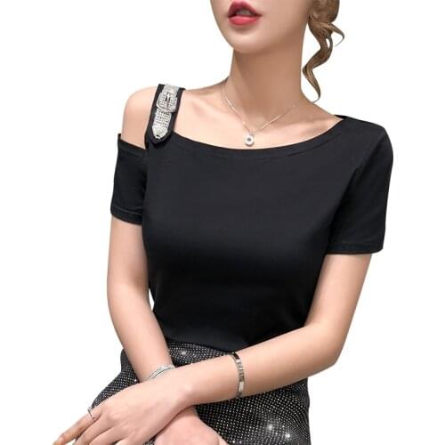 Gkfnmt 2020 White T Shirt Women Tshirt Woman Tshirt Tee Shirt Femme Vegan Cotton T-shirt Women Tops Diamond Things Black