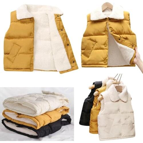 For 1-10 Years Winter New Boys Girls Sleeveless Hooded Vest Jacket Coat Kids Warm Vest Fleece Outwear Clothes