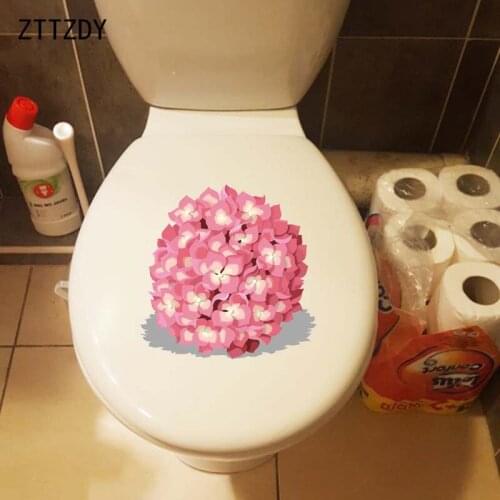 ZTTZDY 21.8*21.6CM Pink Romantic Hydrangea Cartoon Toilet Sticker Home Wall Decal Decoration T2-0406