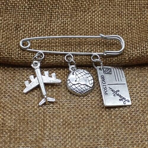 1 love charm airplane brooch travel brooch best friend gift brooch gift