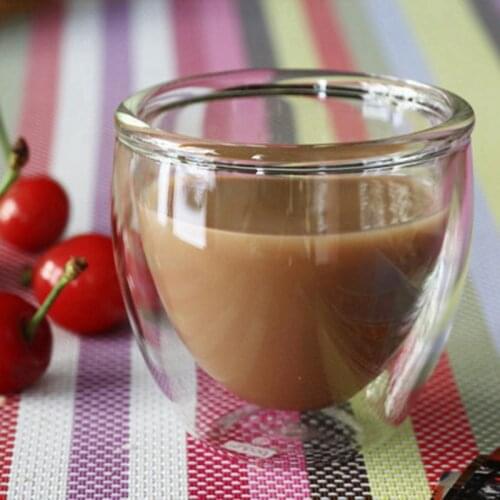 1pc 80/250/350 ml Double Layer Glass C1pc 80/250/350 ml Double Layer Glass Cup Heat Insulation Tea Cup Handmade Milk Coffee Mug