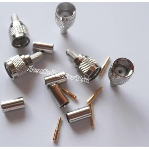 10Pcs mini UHF male plug crimp for RG58 LMR195 RG142 cable straight RF connector