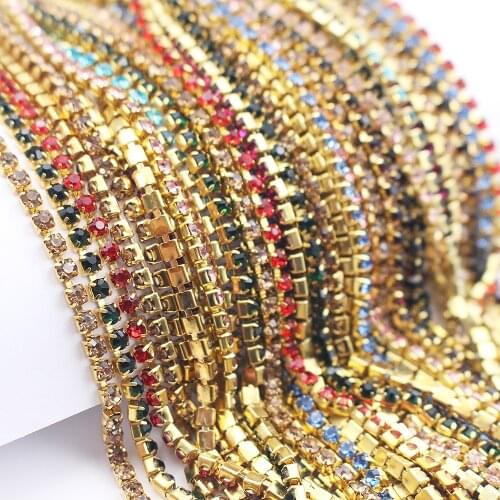 10 Yards Ss6-ss16 Shiny Stones and Crystals Strass Trim Dense Sewing Rhinestones Chain non hotfix Sew On Rhinestones For Clothes