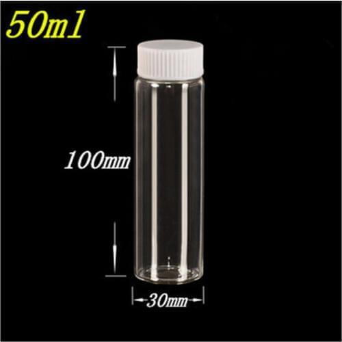20 pcs 21 mm Screw Mouth 30x100 mm Glass Bottles With White Plastic Cap DIY 50 ml Empty Multifunction Containers Jars