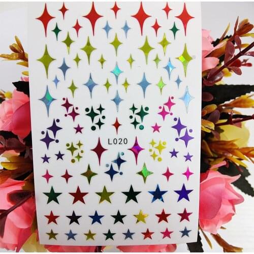 New 3D Nail Sticker Art Decorations Colorful Stars Diamond Self Adhesive Decals Foil on Nails Manicure Accessories Tips
