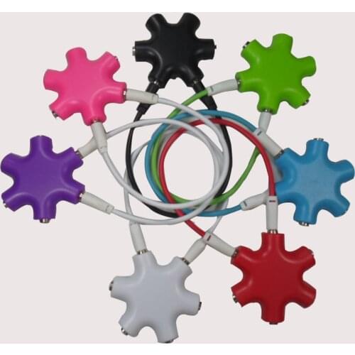 3.5mm Audio Aux Cable Splitter 1 Male to 5 Female Headphone Port 3.5 Jack Share Adapter for Tablet MP3 MP4 Mobile Phone