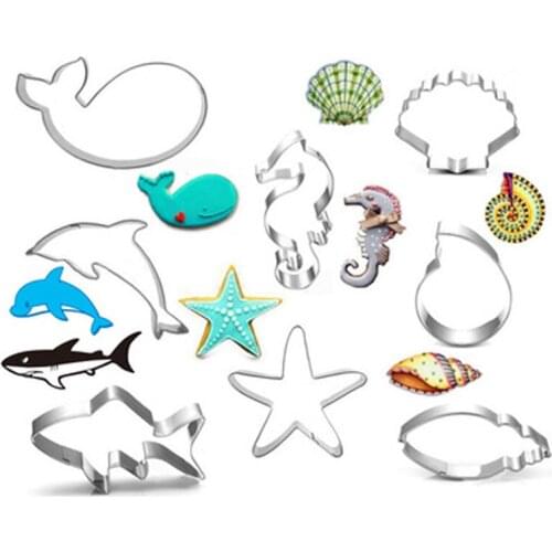 Childrens Day Marine Life Cookie Cutter Stainless Steel Fondant Cutter Baking Cookie Mold Biscuit Mould Biscuit Printing Tools
