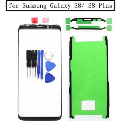 For Samsung Galaxy S8 G950 S8 Plus G955 Touch Screen Front Glass Touch Panel Cover Front Outer Glass Lens Repair Parts + 3M Glue