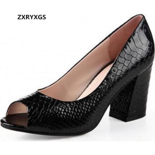 Elegant Comfort Fish Mouth Women High Heel Shoes 2021 Plus Size Women Shoes Fashion Sandals High Heels Real Leather Shoes Pumps