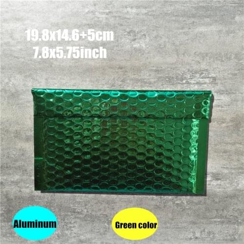 19.8x14.6+5(7.8*5.75'') 20pc green aluminum Padded Shipping Envelope Metallic Bubble Mailer Aluminum Foil Gift Bag Packing Wrap