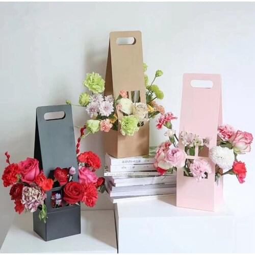 10pcs Creative Home Shape Flower boxes Packaging Hand Carrying Flower Basket Florist Box Florist Supply Gift Basket Mothers Day