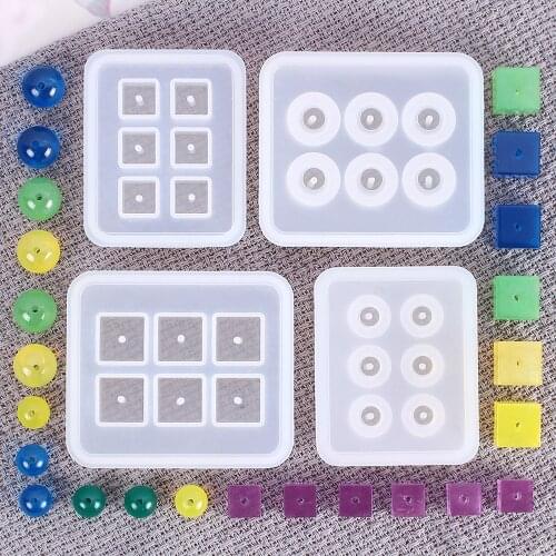 Round Square Oval With Hole Silicone Casting Molds For DIY Resin European Beads Bracelet Jewelry Findings Tools Uv Epoxy Moulds