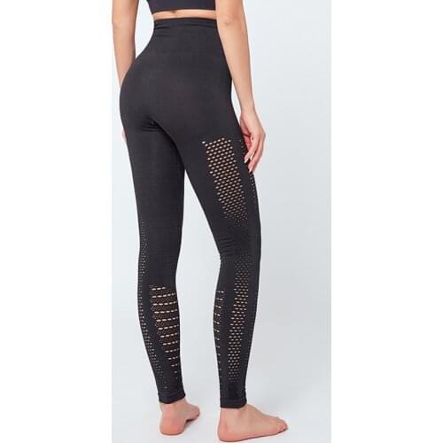 LANTECH Women Sports Pants Gym Yoga Compression Seamless Pants Stretchy Hollow Out Athletic Fitness Leggings Running Pants