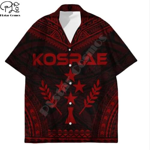PLstar Cosmos Polynesia Kosrae Summer Beach Fashion Short Sleeve 3d Print Men‘s Hawaiian Shirts Harajuku Tee Casual Clothing K4