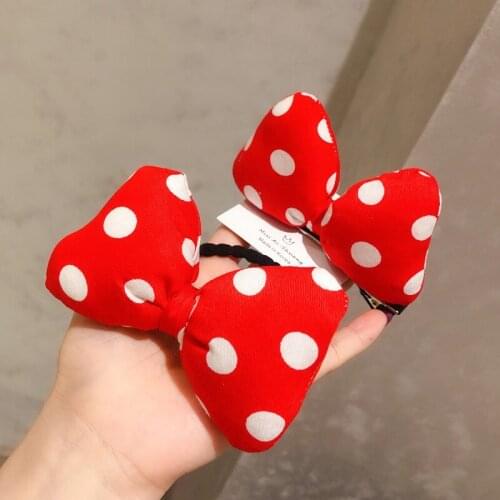 Cute Red Bow Hair Band Clips Wholesale Point Elastic Scrunchies Headband Cartoon Hairpin Rubber Hair Accessories For Girls