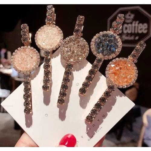 Fashion Jewelry Womens Crystal Rhinstone Beads Barrette Hairpin Hair Clip Dukbill Toothed Hair Clip Bobby Pin Lady Barrettes