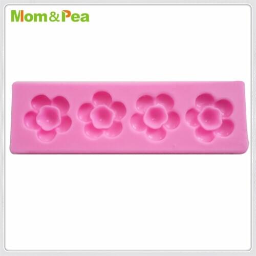Mom&Pea MPA2002 4-Flower Shaped Silicone Mold Cake Decoration Fondant Cake 3D Mold Food Grade