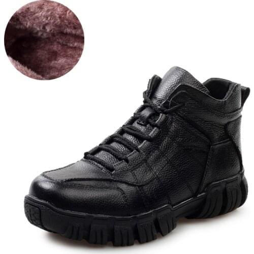 Leather Men Ankle Boots Winter High Top Men Snow Boots Keep Warm Men Boots Flats Boots Men Winter Shoes 2020 New
