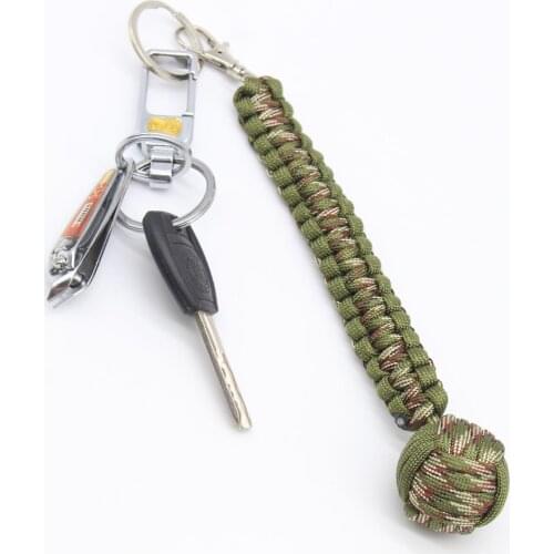 Outdoor Stainless Steel Ball Survival kits Keychain 4mm Paracord 550IBS Keychain EDC Military Emergency Paracord Rope