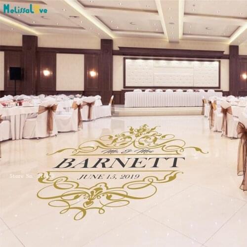 Large Size Wedding Stage Floor Stickers Custom Last Name Date The Most Beautiful Hall Decals Vinyl Decor Unique For Love YT5101