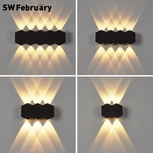 SWFebruary Wall lamp indoor and outdoor waterproof LED lamp modern home decoration living room bedroom aisle aluminum wall lamp